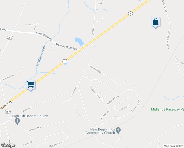 map of restaurants, bars, coffee shops, grocery stores, and more near 785 Leslie Branham Road in Elgin