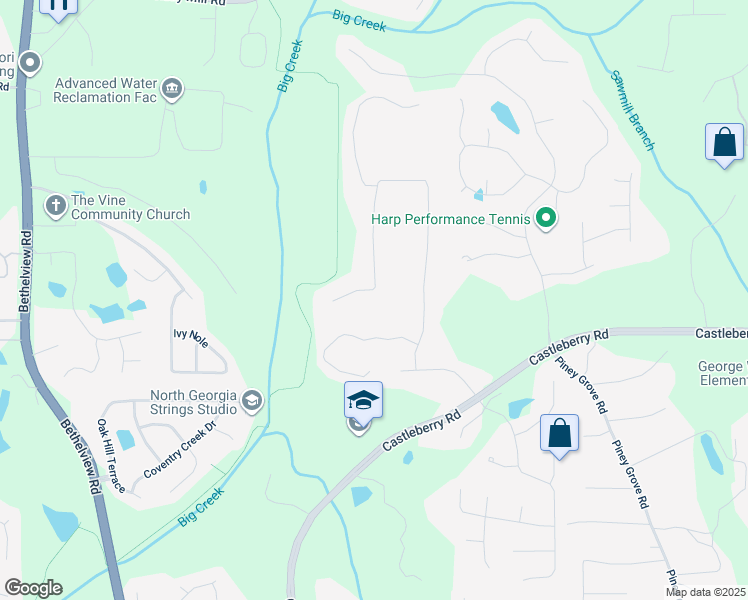 map of restaurants, bars, coffee shops, grocery stores, and more near 5415 Keithwood Drive in Cumming