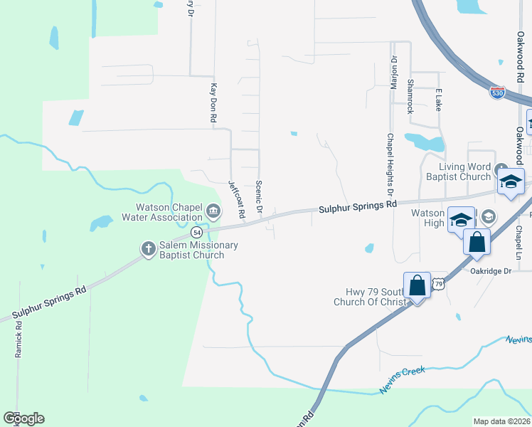 map of restaurants, bars, coffee shops, grocery stores, and more near 3809 Scenic Drive in Pine Bluff