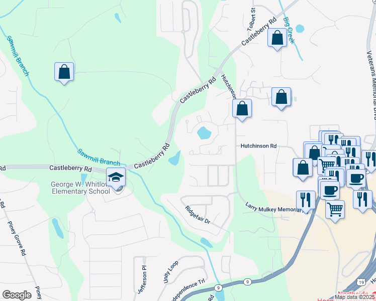 map of restaurants, bars, coffee shops, grocery stores, and more near 3815 Glen Laurel Court in Cumming
