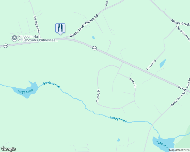 map of restaurants, bars, coffee shops, grocery stores, and more near 268 Tuxedo Drive in Commerce