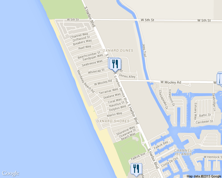 map of restaurants, bars, coffee shops, grocery stores, and more near 5033 Terramar Way in Oxnard