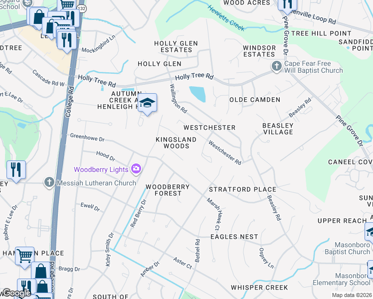 map of restaurants, bars, coffee shops, grocery stores, and more near 3121 Lantern Way in Wilmington