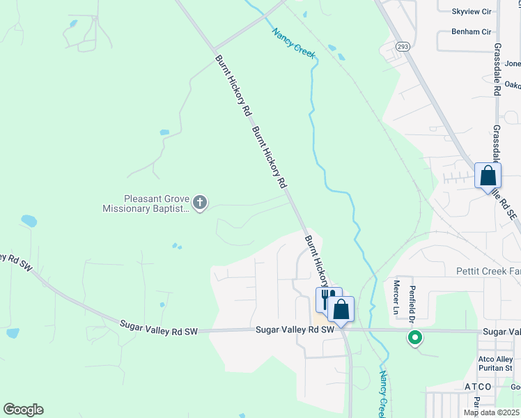 map of restaurants, bars, coffee shops, grocery stores, and more near 116 Marion Drive in Bartow County
