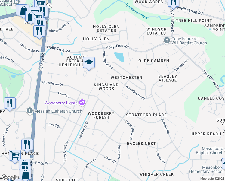 map of restaurants, bars, coffee shops, grocery stores, and more near 3121 Lantern Way in Wilmington