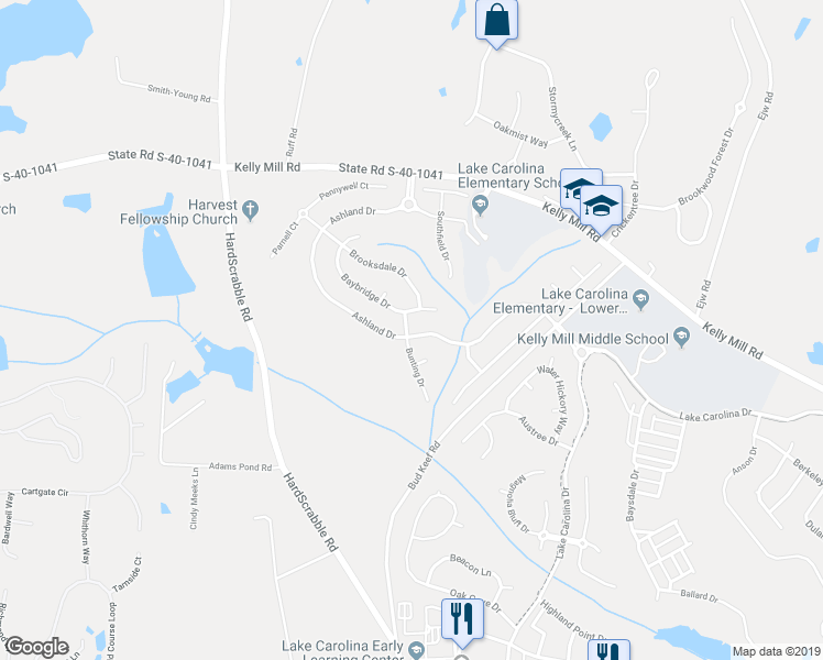 map of restaurants, bars, coffee shops, grocery stores, and more near 1277 Ashland Drive in Columbia