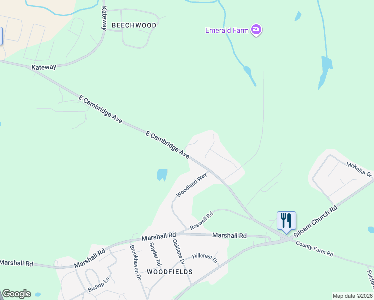 map of restaurants, bars, coffee shops, grocery stores, and more near 2113 East Cambridge Avenue in Greenwood