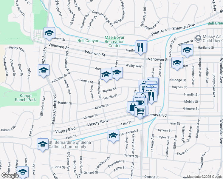 map of restaurants, bars, coffee shops, grocery stores, and more near in Los Angeles