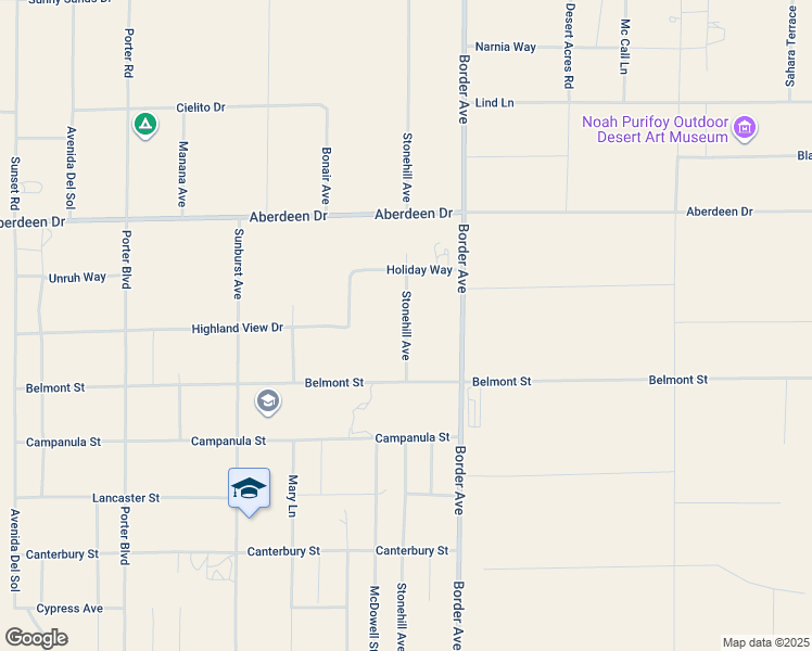 map of restaurants, bars, coffee shops, grocery stores, and more near Stonehill Avenue in Joshua Tree