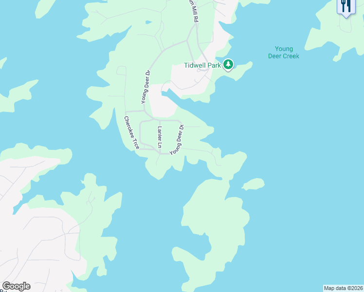 map of restaurants, bars, coffee shops, grocery stores, and more near 5355 Young Deer Drive in Cumming