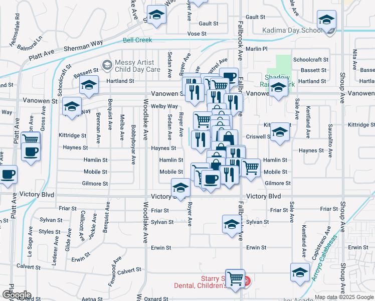 map of restaurants, bars, coffee shops, grocery stores, and more near 6546 Royer Avenue in Los Angeles