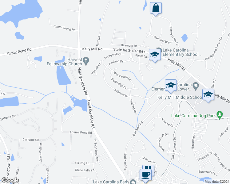 map of restaurants, bars, coffee shops, grocery stores, and more near 1232 Ashland Drive in Columbia