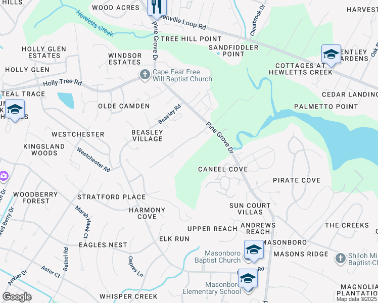 map of restaurants, bars, coffee shops, grocery stores, and more near 129 Quail Ridge Road in Wilmington