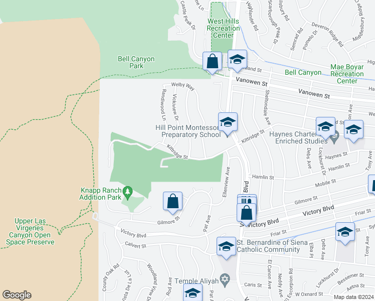 map of restaurants, bars, coffee shops, grocery stores, and more near 6619 Daryn Drive in Los Angeles County