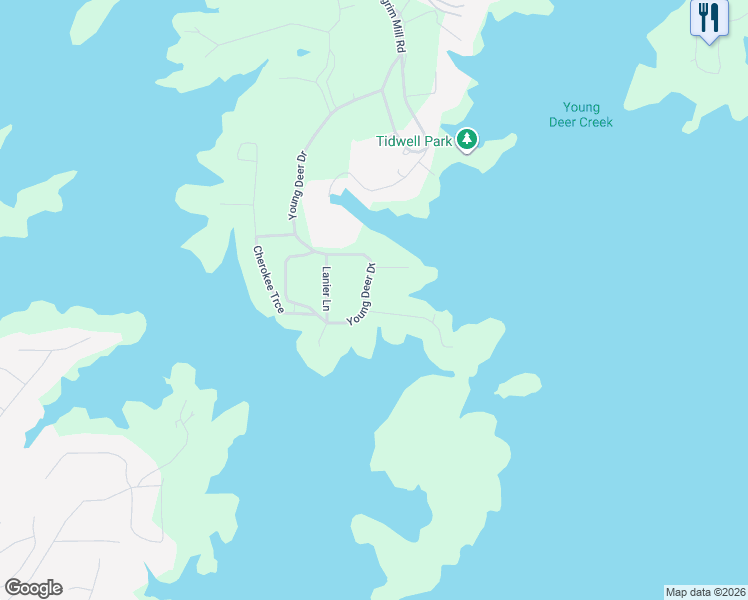 map of restaurants, bars, coffee shops, grocery stores, and more near 5355 Young Deer Drive in Cumming