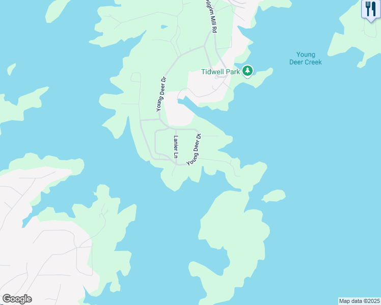 map of restaurants, bars, coffee shops, grocery stores, and more near 5340 Young Deer Drive in Cumming