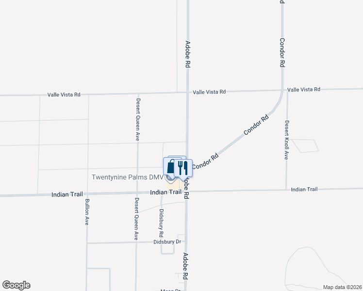 map of restaurants, bars, coffee shops, grocery stores, and more near 73645-73699 Foley Drive in Twentynine Palms