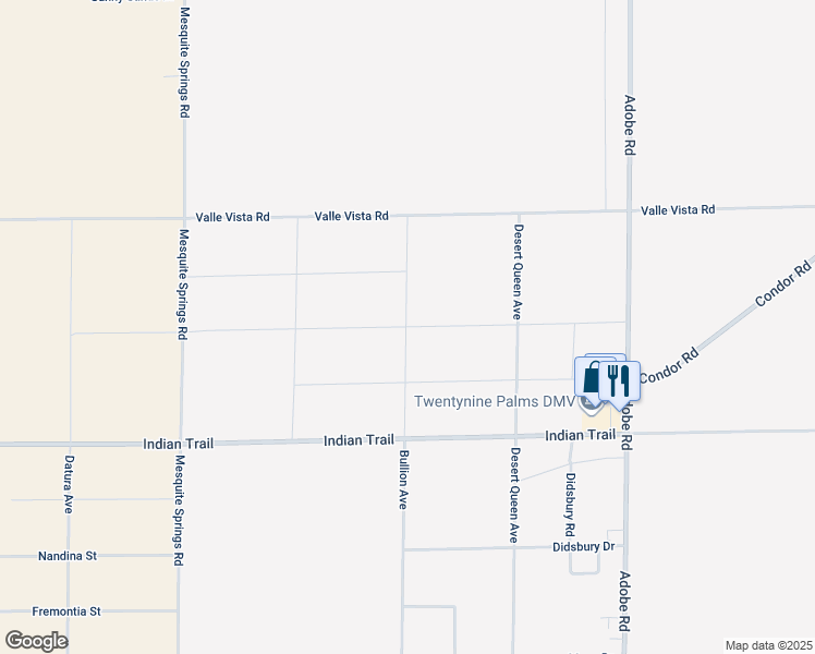 map of restaurants, bars, coffee shops, grocery stores, and more near 69829 Foley Drive in Twentynine Palms