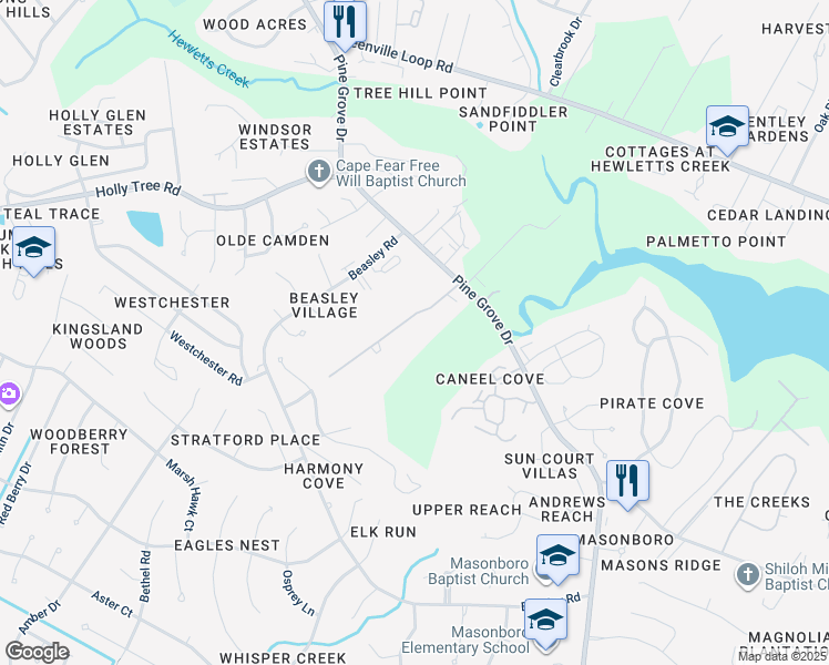 map of restaurants, bars, coffee shops, grocery stores, and more near 129 Quail Ridge Road in Wilmington