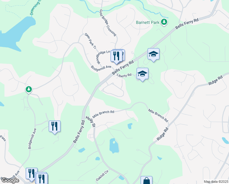 map of restaurants, bars, coffee shops, grocery stores, and more near 400 Preston Glen Circle in Canton