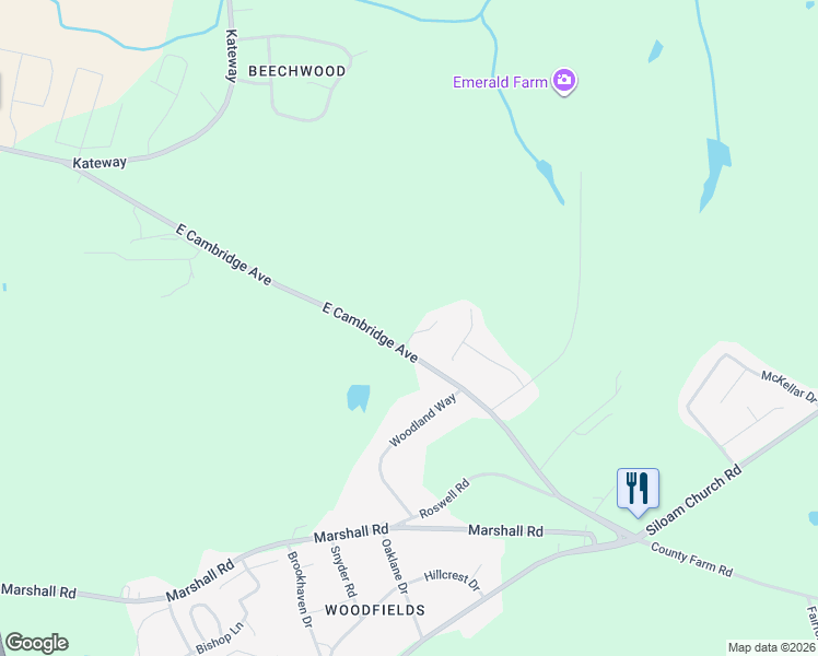 map of restaurants, bars, coffee shops, grocery stores, and more near 2113 East Cambridge Avenue in Greenwood