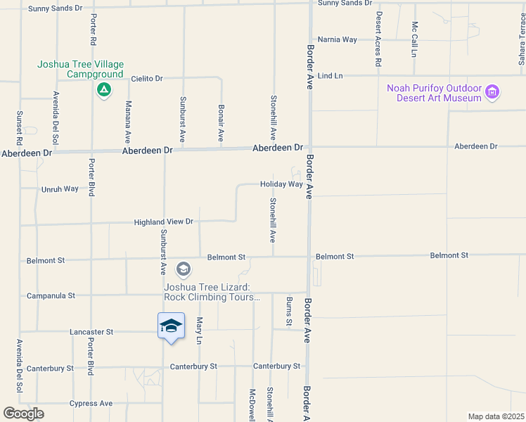 map of restaurants, bars, coffee shops, grocery stores, and more near 3460 Stonehill Avenue in Joshua Tree