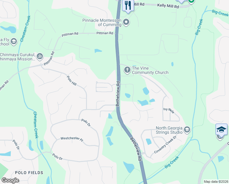 map of restaurants, bars, coffee shops, grocery stores, and more near 4780 Bethelview Road in Cumming