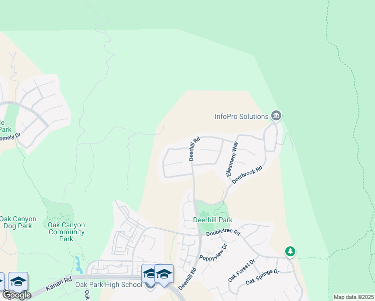 map of restaurants, bars, coffee shops, grocery stores, and more near 991 Deerhill Road in Oak Park