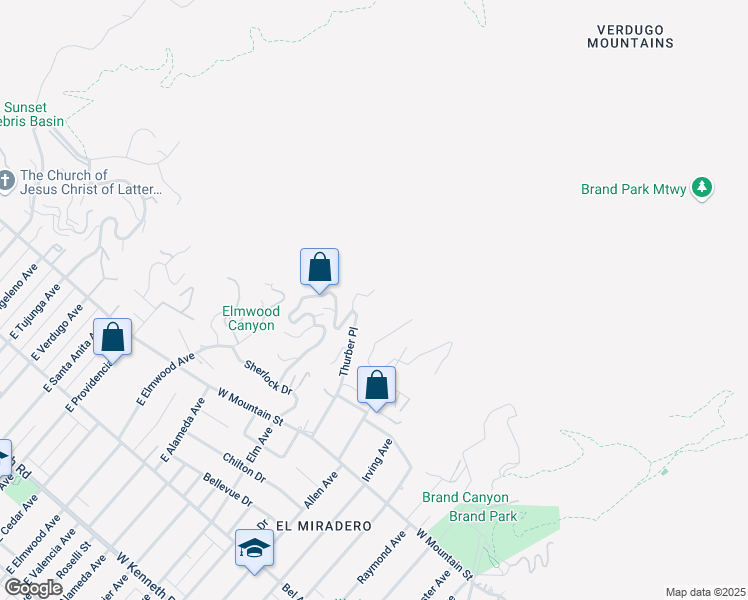map of restaurants, bars, coffee shops, grocery stores, and more near 1798 Thurber Place in Burbank