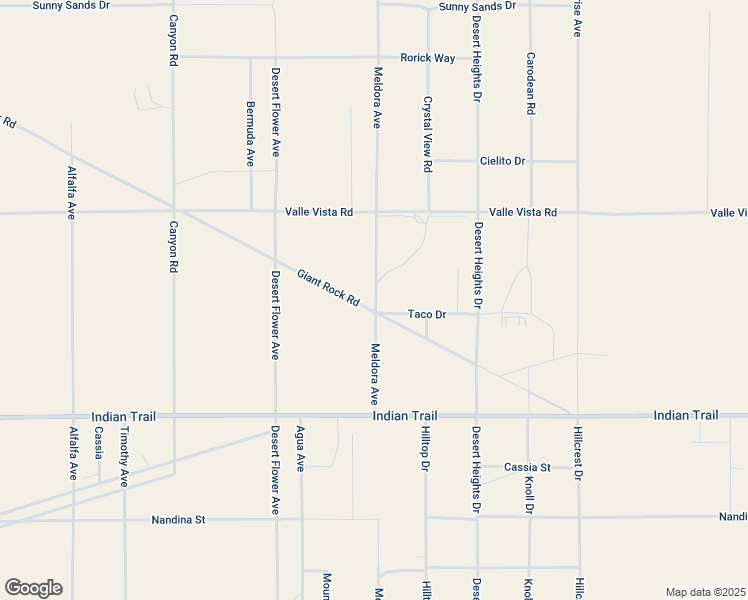 map of restaurants, bars, coffee shops, grocery stores, and more near 3492 Meldora Avenue in Twentynine Palms
