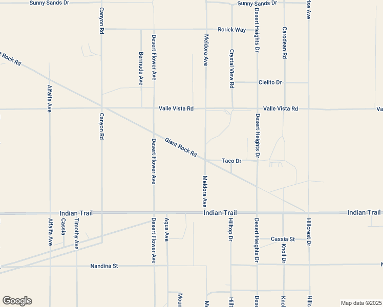 map of restaurants, bars, coffee shops, grocery stores, and more near 3492 Meldora Avenue in Twentynine Palms