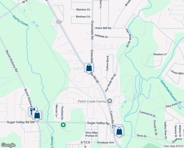 map of restaurants, bars, coffee shops, grocery stores, and more near 506 Cassville Road in Cartersville