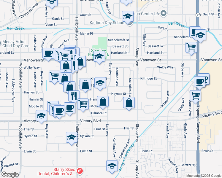 map of restaurants, bars, coffee shops, grocery stores, and more near 6626 Sale Avenue in Los Angeles