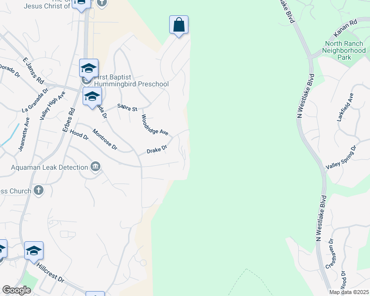 map of restaurants, bars, coffee shops, grocery stores, and more near 1085 Chalet Circle in Thousand Oaks