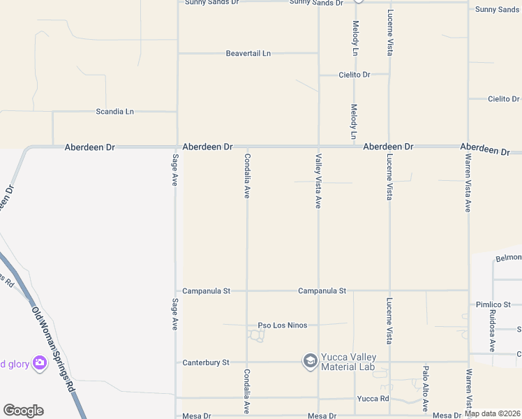 map of restaurants, bars, coffee shops, grocery stores, and more near 3457 Condalia Avenue in Yucca Valley