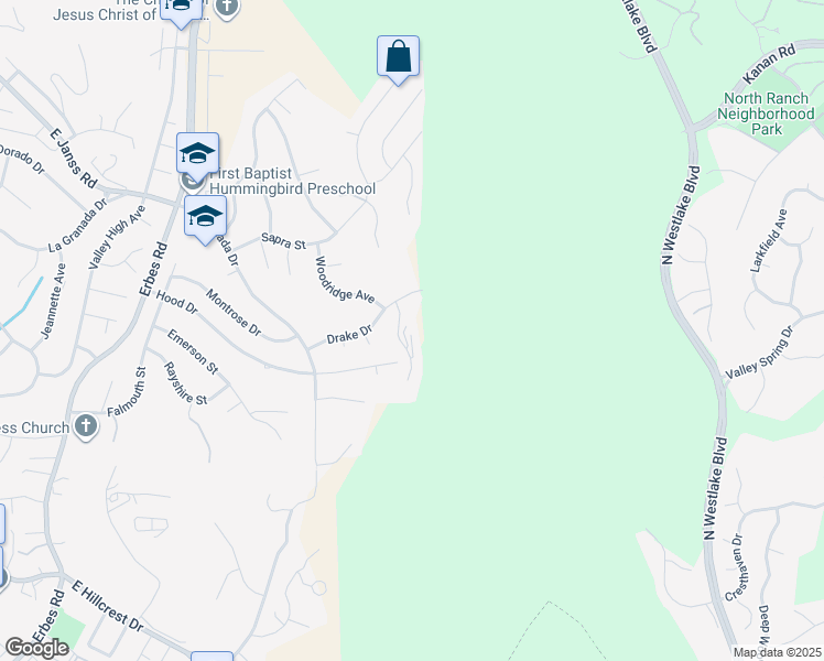 map of restaurants, bars, coffee shops, grocery stores, and more near 1085 Chalet Circle in Thousand Oaks