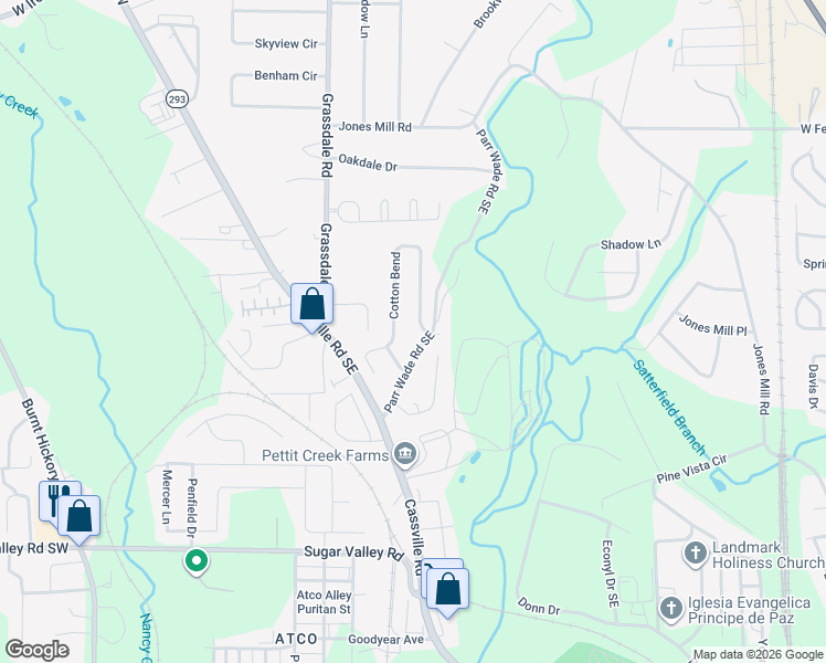 map of restaurants, bars, coffee shops, grocery stores, and more near 4 Cotton Bend in Cartersville