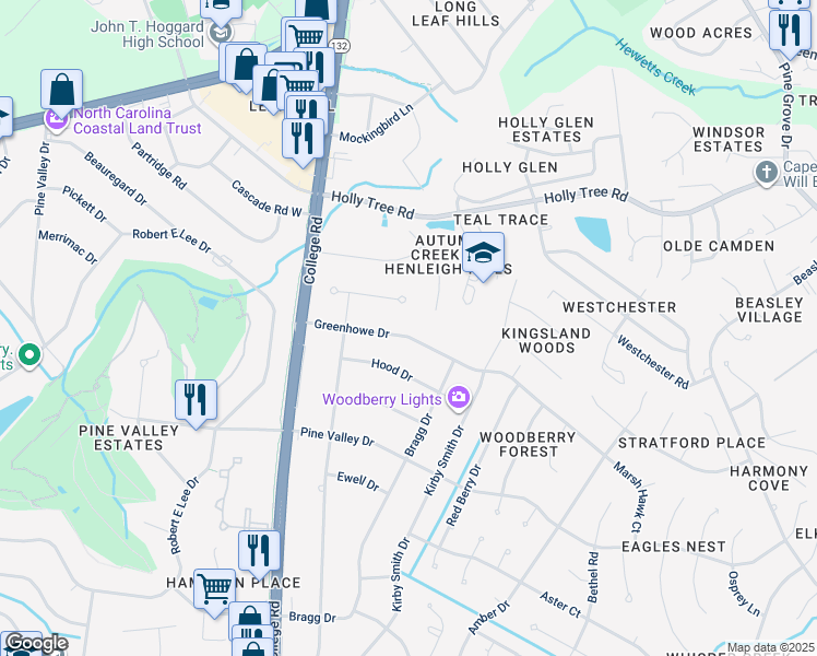 map of restaurants, bars, coffee shops, grocery stores, and more near 925 Greenhowe Drive in Wilmington