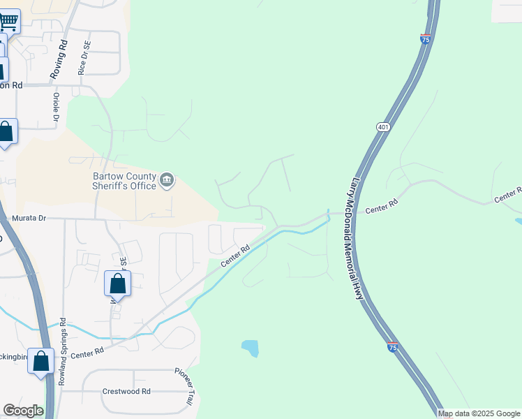 map of restaurants, bars, coffee shops, grocery stores, and more near 100 Everton Place in Cartersville