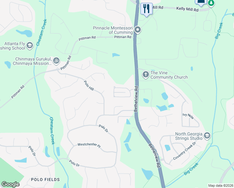map of restaurants, bars, coffee shops, grocery stores, and more near 4995 Cecilia Square in Cumming