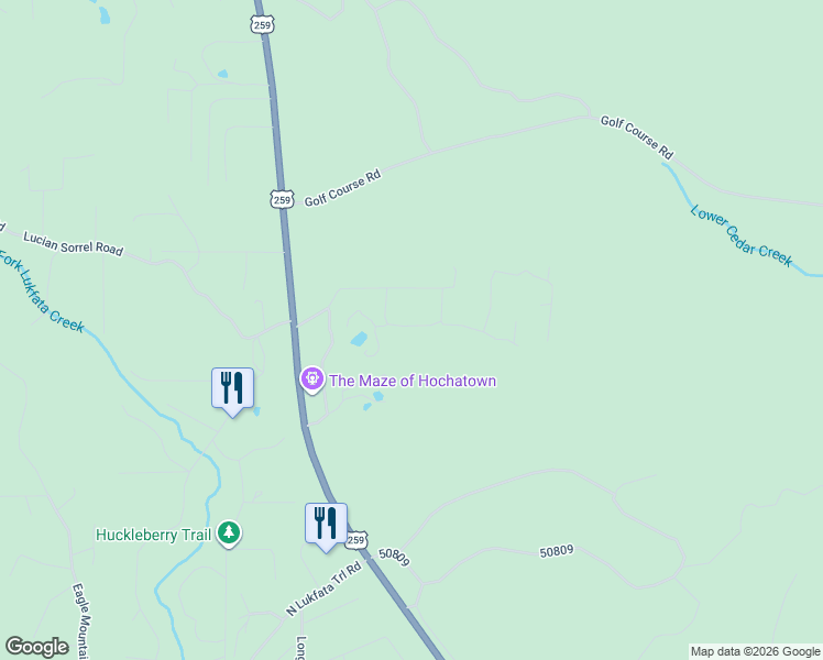 map of restaurants, bars, coffee shops, grocery stores, and more near Choate Road in Broken Bow