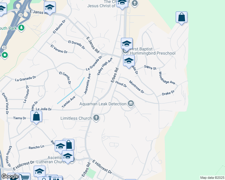 map of restaurants, bars, coffee shops, grocery stores, and more near 949 Falmouth Street in Thousand Oaks