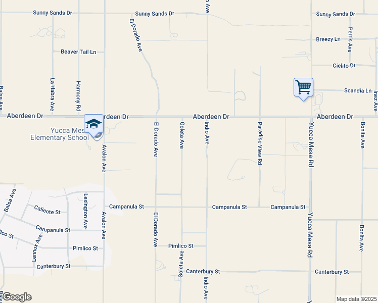 map of restaurants, bars, coffee shops, grocery stores, and more near in Yucca Valley