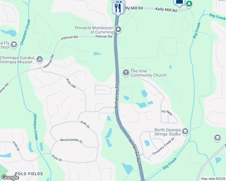 map of restaurants, bars, coffee shops, grocery stores, and more near 4810 Cecilia Square in Cumming