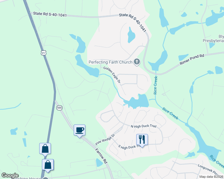 map of restaurants, bars, coffee shops, grocery stores, and more near 219 Pegonia Lane in Blythewood