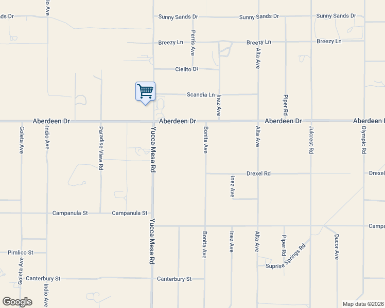 map of restaurants, bars, coffee shops, grocery stores, and more near in Yucca Valley