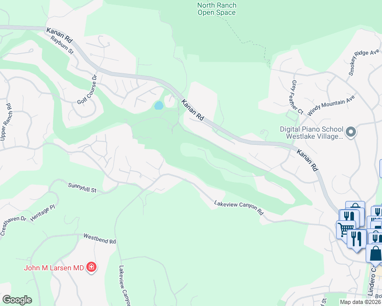 map of restaurants, bars, coffee shops, grocery stores, and more near 5076 Island Forest Place in Westlake Village