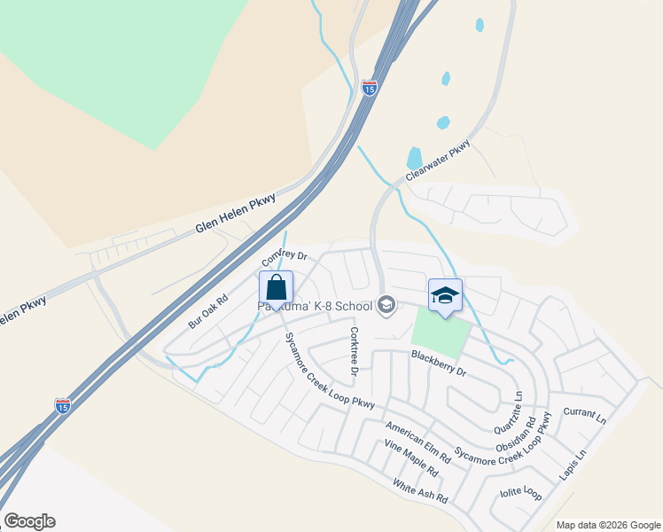 map of restaurants, bars, coffee shops, grocery stores, and more near 3414 Rosena Ranch Road in San Bernardino