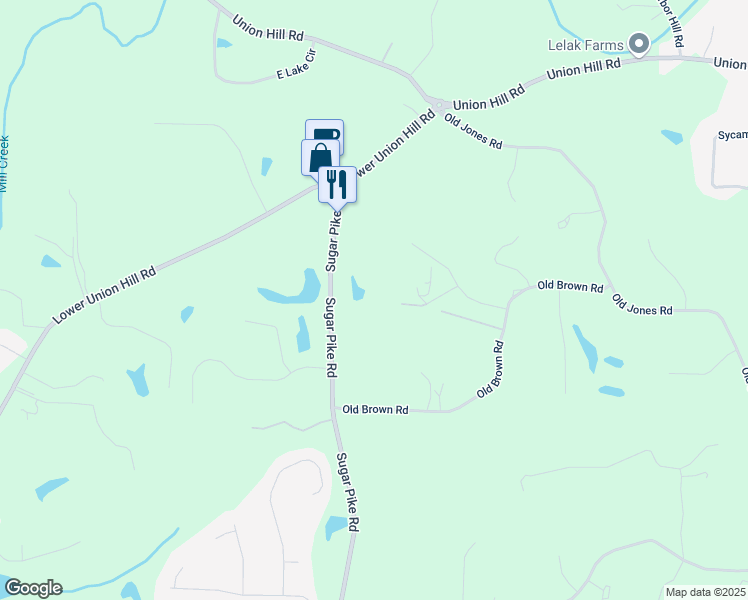 map of restaurants, bars, coffee shops, grocery stores, and more near 4880 Sugar Pike Road in Canton