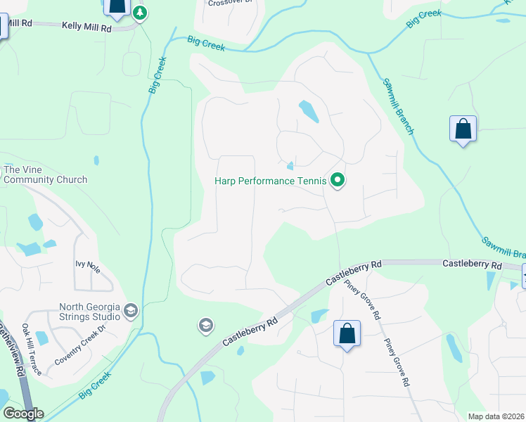 map of restaurants, bars, coffee shops, grocery stores, and more near 4918 Wade Valley Way in Cumming